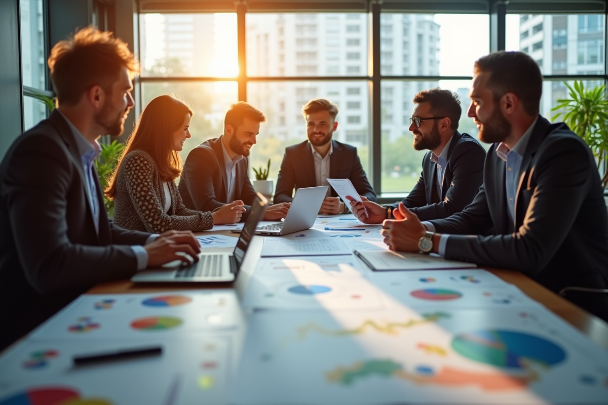 Groupe de professionnels en réunion stratégie de changement