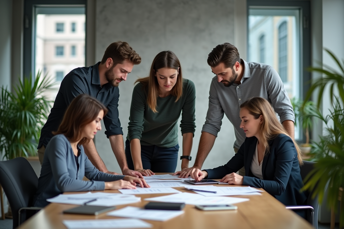 Groupe d équipe RH collaborant autour d une table