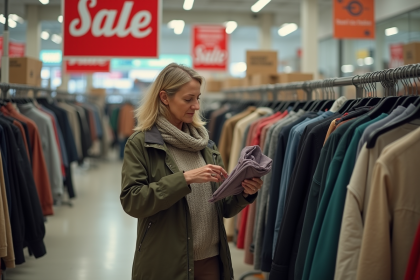 Femme d'âge moyen dans un magasin en liquidation