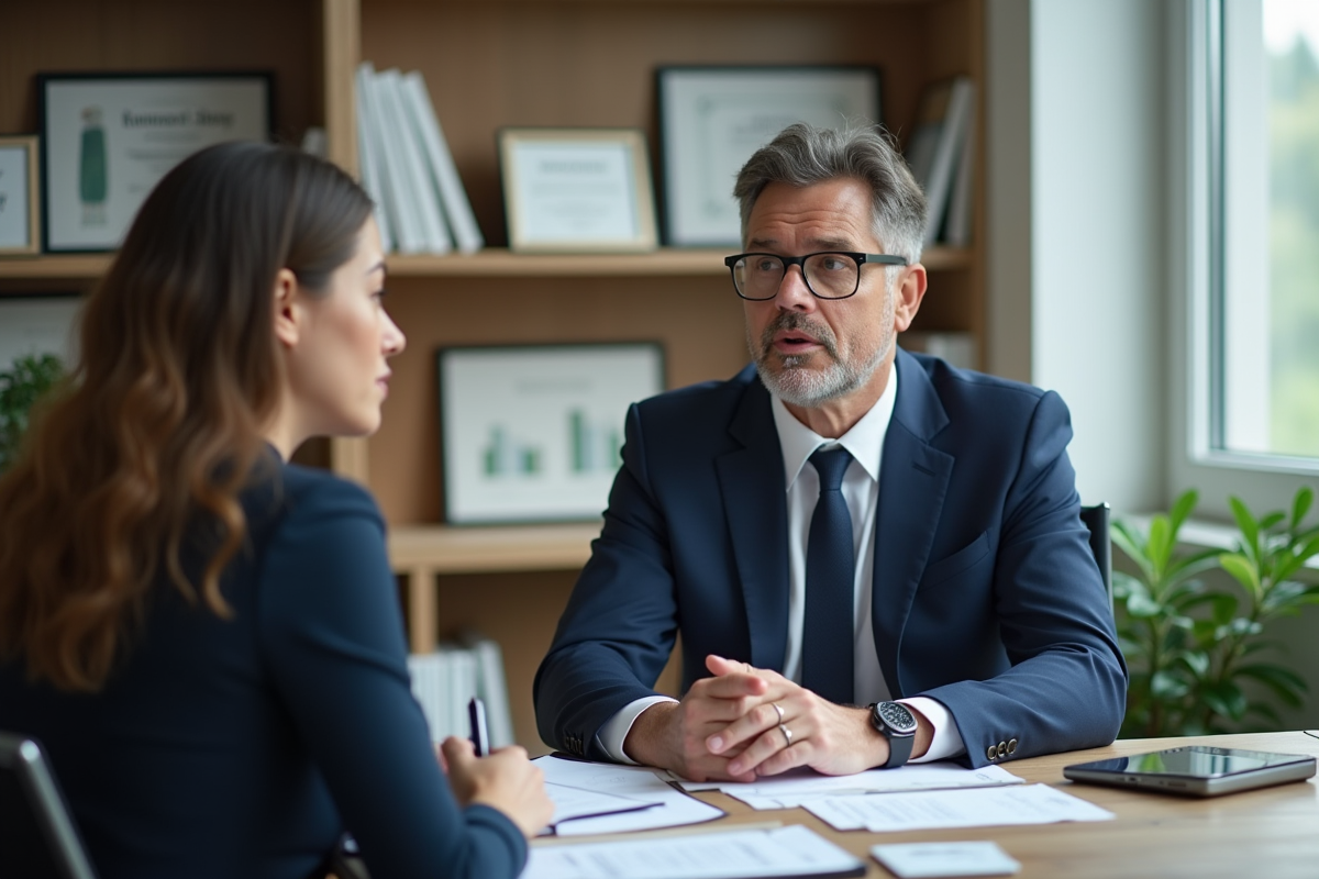 Manager RH expliquant les avantages aux employés dans un bureau
