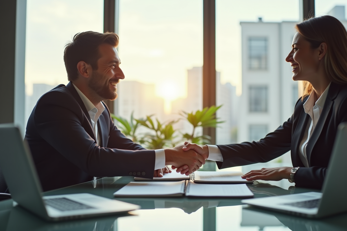 Réunion d'affaires conviviale dans un bureau moderne