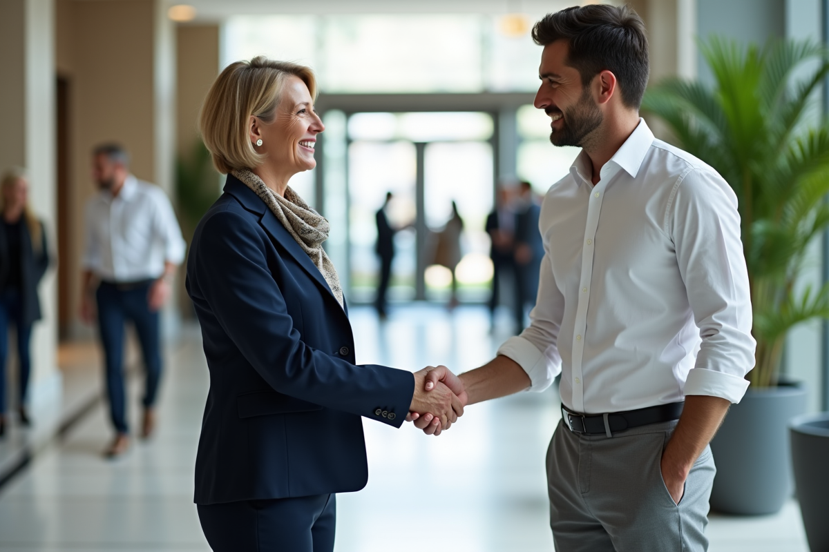 Manager féminin serrant la main d