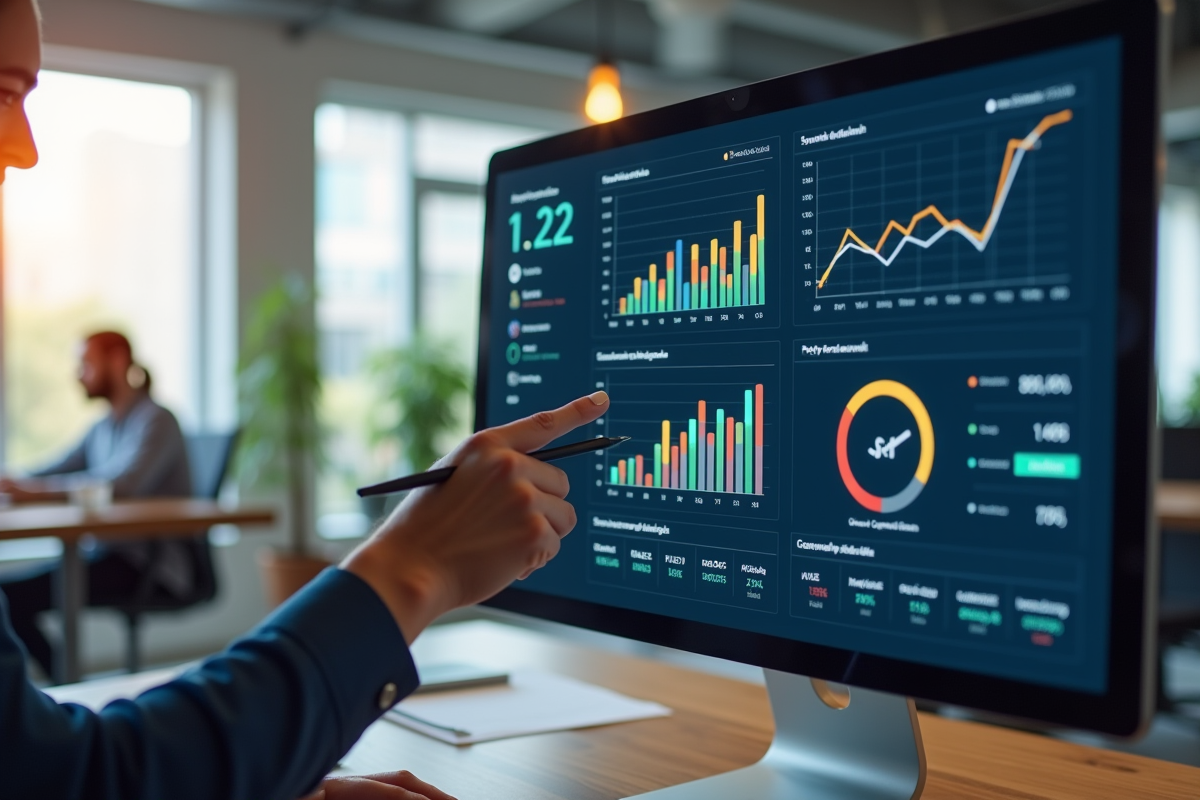 Tableau de bord numérique affichant des indicateurs clés