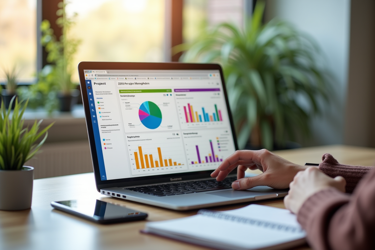 Travailleur à domicile avec tableau de gestion de projet